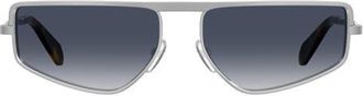 Moschino 59m Square Flat Top Sunglasses in Palladium/Dk Blue Sf at Nordstrom