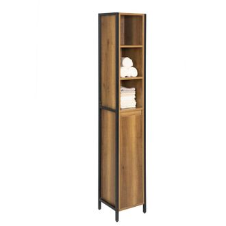 SoBuy Sobuy - Mueble Columna De Ba&ntilde;o Armario Estrecho Para Ba&ntilde;o Con 3 Compartimientos Y 1 Puerta 30 X 28 X 168 Cm Bzr62-pf Es