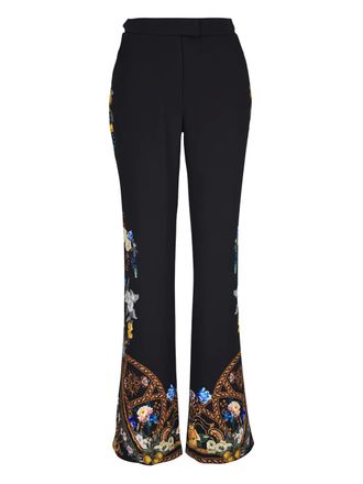 Camilla floral-print trousers - Nero