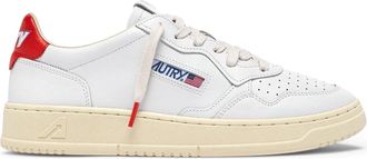 Autry Low-Top White Leather Sneakers with Spicy Orange Accents