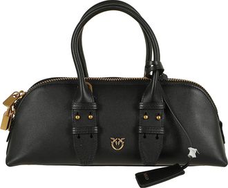 Pinko Black Escape Soft Leather Bowling Bag