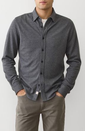 Marine Layer Pacifica Stretch Knit Shirt in Charcoal Heather at Nordstrom, Size Xx-Large