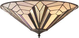 Loops Tiffany Glass Semi-Flush Ceiling Light - Art Deco Round Inverted Shade - i00033