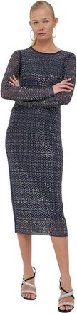 Patrizia Pepe Midi Jurk - Dames - Feestkleedjes - Blauw - S - Polyester - Kleedjes