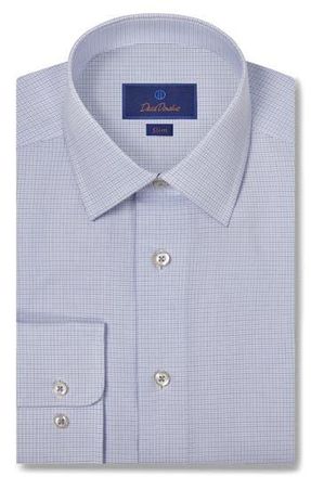David Donahue Slim Fit Microdobby Dress Shirt in White/Sky at Nordstrom Rack, Size 15.5 - 32/33