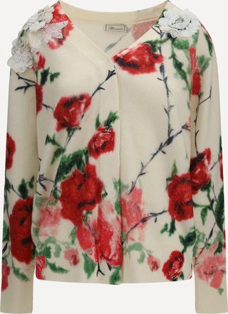 Blumarine Wool and cashmere Sweater with applied roses Female S