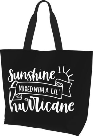 AOOEDM Sunshine Mixed With Hurricane Ladies Canvas Tote Reusable Shopping Bag