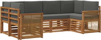 vidaXL Conjunto De Sof&aacute;s De Exterior 5 Uds. Natural Y Antracita Vidaxl