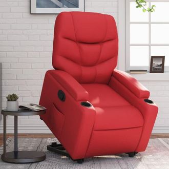 vidaXL Sill&oacute;n Reclinable Elevable Cuero Artificial Rojo Vidaxl