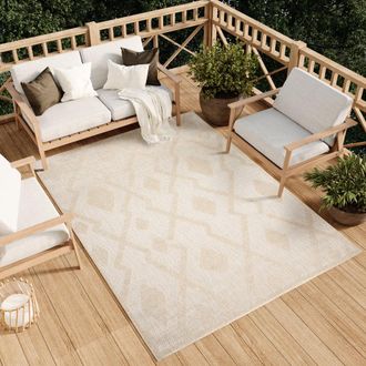 Tapiso Alfombra de exterior de polipropileno en beige y crema 140x200 cm