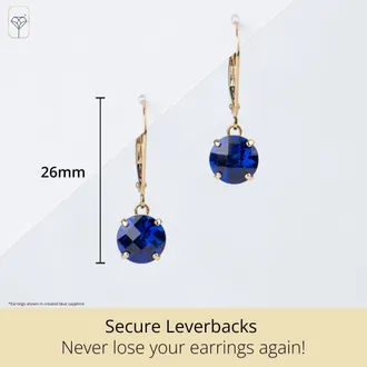 MAX + STONE Solid 10K Yellow or White Gold 8mm Gemstone Dangle Earrings