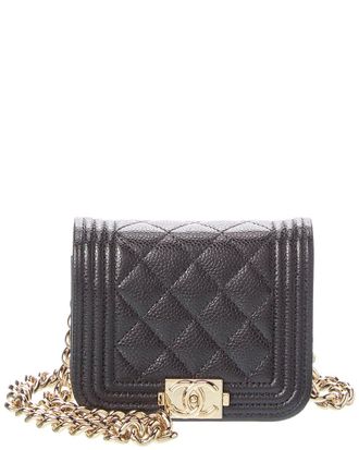 Chanel Black Quilted Leather Boy Golden Crosshair Shoulder Bag (Authentic Pre- Loved)