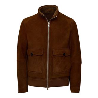 Dondup Jassen, Heren, Bruin, XL, Shearling Jas met Opstaande Kraag