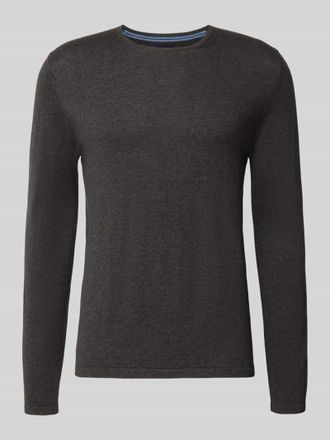 Christian Berg Strickpullover aus Baumwolle mit Rundhalsausschnitt in Dunkelgrau Melange, Gr&ouml;&szlig;e 3XL