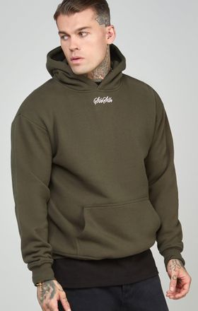 Siksilk Sudadera con capucha oversized con logo de gui&oacute;n para hombre SikSilk L