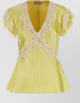 Alberta Ferretti satin lace blouse