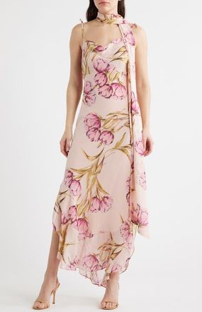 Steve Madden Jaila Ruffle Floral Maxi Dress in Rosette Pink at Nordstrom, Size 12