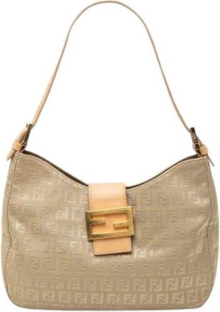 Fendi Pre-owned Vintage Schoudertas - Dames - Vintage Schoudertas - Beige - ONE Size - Leer - Vintage