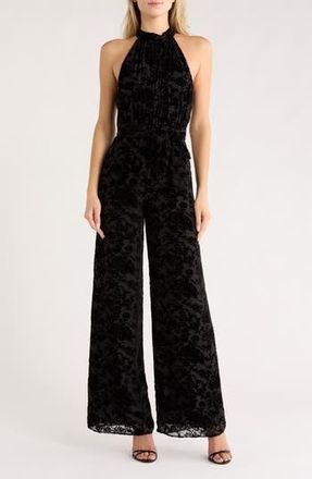 Alice & Olivia Thelma Halter Jumpsuit in Romance Black at Nordstrom Rack, Size 12