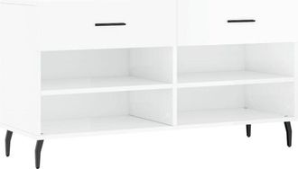 vidaXL Vidaxl - Shoe Bench High Gloss White 102x35x55 cm Engineered Wood