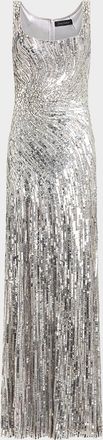 Jenny Packham Solaris Sequined Sleeveless Column Gown