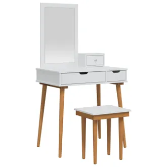 vidaXL Conjunto De Mesa De Tocador Fauske 4 Uds. Blanco Vidaxl
