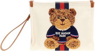 Rue Madam Teddy Clutch Canvas Tas - Dames - Clutches - Wit - ONE Size - Katoen - Tassen