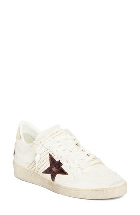 Golden Goose Ball Star Low Top Sneaker in White/Bordeaux/Gold at Nordstrom, Size 11Us