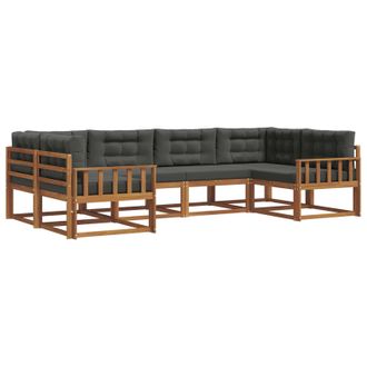 vidaXL Conjunto De Sof&aacute;s De Exterior 6 Pcs Natural Y Antracita Vidaxl