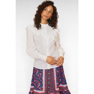ModCloth Karina Edwardian Ruffle Blouse, ModCloth x Gunne Sax in Cloud Dancer at Nordstrom, Size X-Large