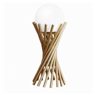 Trade Shop Trade Shop Traesio - Trade Shop - Lampada Da Tavolo Tubolare Minimalista In Metallo Bronzo Con Sfera Vetro G9 D32