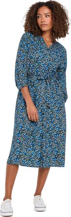 M&Co Womens Blue Ditsy Floral Print Button Through Dress - Womens