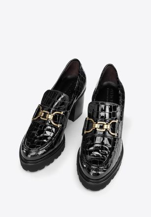 Wittchen Dames Patent Leather Croco Buckle Pumps Zwart Patent Leather