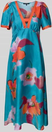 Luisa Cerano Luisa Cerano Midikleid aus Seide mit V-Ausschnitt in Tuerkis, Größe 42