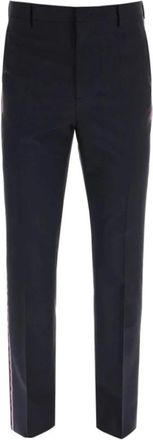Valentino Garavani Broeken, Heren, Zwart, L, Wol, Rechte broek met zijstreep
