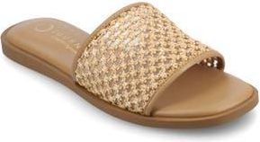 Journee Collection Prisilla Slide Sandal in Cognac Open Raffia at Nordstrom Rack, Size 6.5