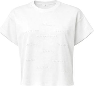 Elisabetta Franchi T-Shirts, female, White, Size: XL Lettering Jersey T-shirt