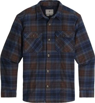 Royal Robbins Snowcap Plaid Fleece Lined Shirt in Navy Plaid at Nordstrom, Size Xx-Large