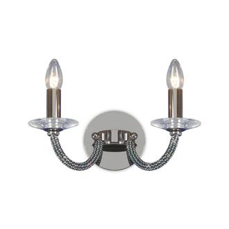 Netlighting Elena Wall Lamp Switched 2 Candle Light Black Chrome Crystal
