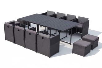 Concept Usine Sal&oacute;n de jard&iacute;n encastrable 12 pl resina trenzada y alu negro/gris