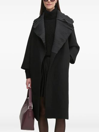 Sandro Ferrone pleated-collar belted coat - women - Fabric - 44 - Black