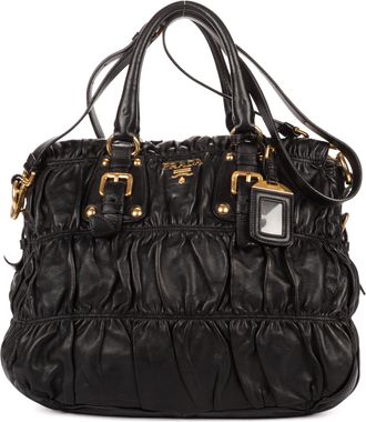 Prada Pre-owned Womens Medium Gaufre Tote Shoulder Bag - Black - One Size