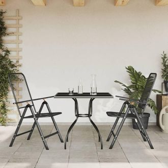 Berkfield Home 3 Piece Garden Dining Set Anthracite Metal Mesh in Black