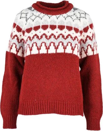 Eleventy Womens Crew Neck Knit - Red/White
