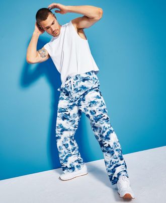 Royalty by Maluma Mens Relaxed-Fit Convertible Utility Pants - Blue Camo