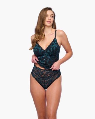 Cosabella Encantata High Leg Bikini in Black/canale at Nordstrom, Size X-Large