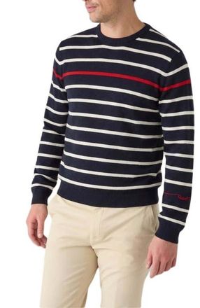 Robert Talbott Cooke Engineered Stripe Sweater in Navy/white at Nordstrom, Size Xx-Large