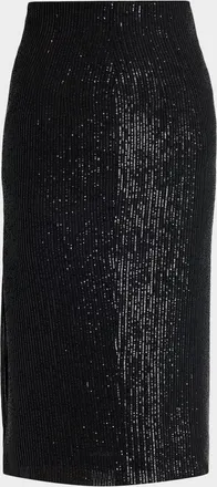 Kiton Striped Sequined Midi Pencil Skirt