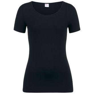 Isa Rundhalsshirt ISA BODYWEAR 720109, Damen, Gr. XL, schwarz (0013), Feinripp, Obermaterial: 88% Lyocell, 12% Elasthan, unifarben, Basic, figurbetont, Ru