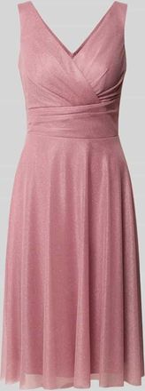 Troyden Collection Knielanges Cocktailkleid mit V-Ausschnitt in Altrosa, Gr&ouml;&szlig;e 32